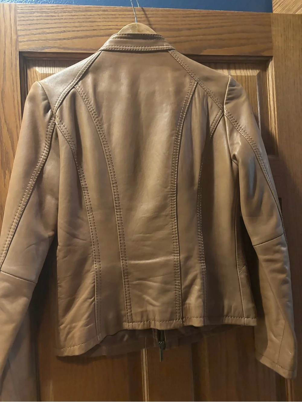 Women’s Michael Kors Tan Leather Bomber Jacket
